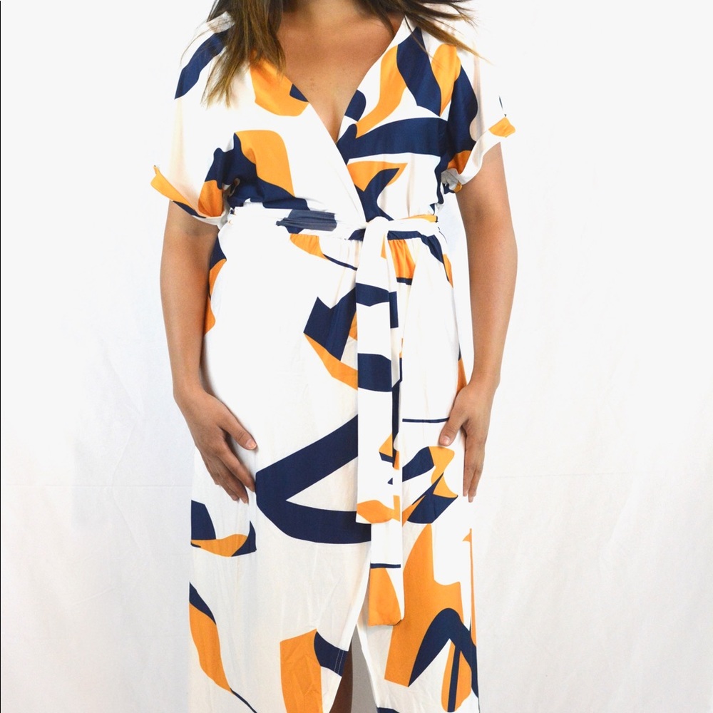 Printed Knit Faux Wrap Dress
